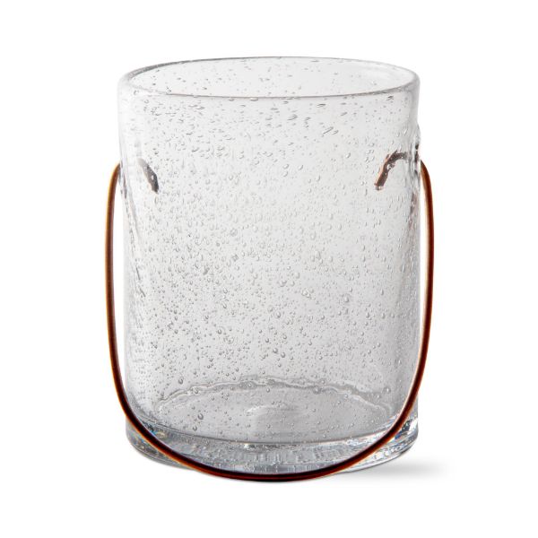 Decorative Bubble Glass Holder w/ Copper Handle