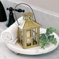 Small  Vintage Inspired Gold Distressed Lantern