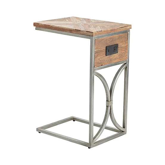 Crestview Collection Bengal Manor Natural USB Power C Side Table