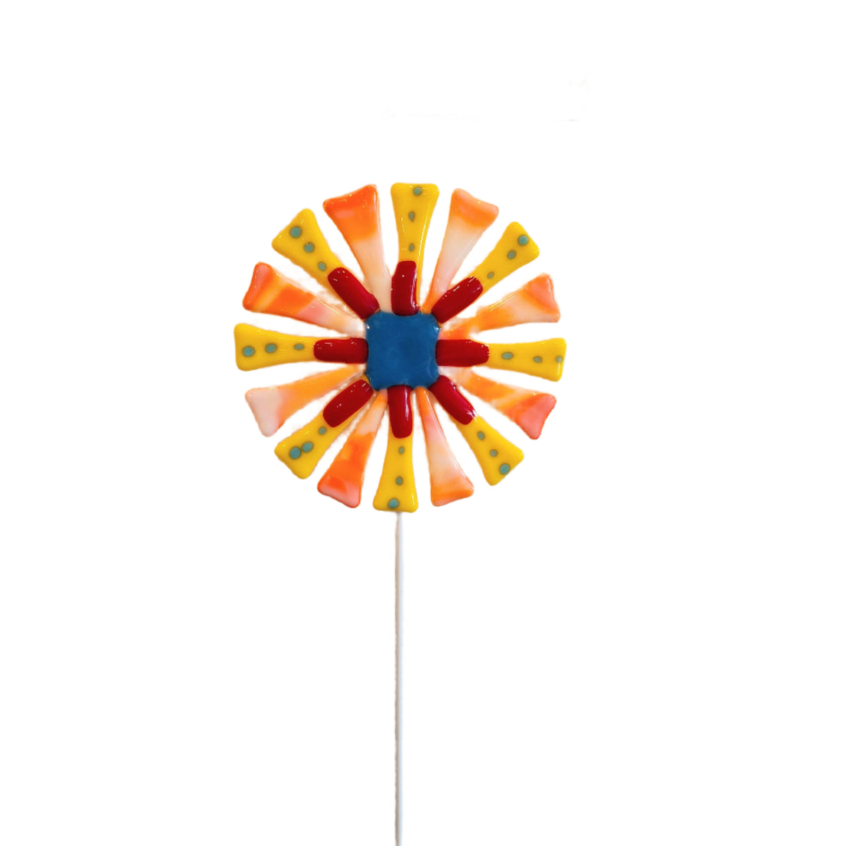 Handmade Polka Dot Glass Flower Sculpture - Medium