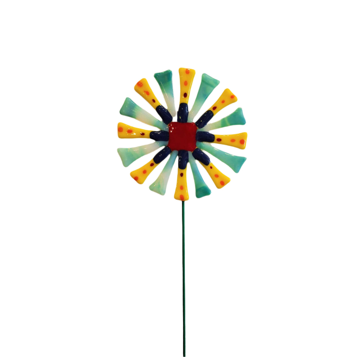 Handmade Polka Dot Glass Flower Sculpture - Medium