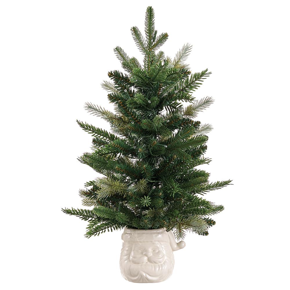 23" Battery Operated Mixed Pine Tree in Santa Container With Light