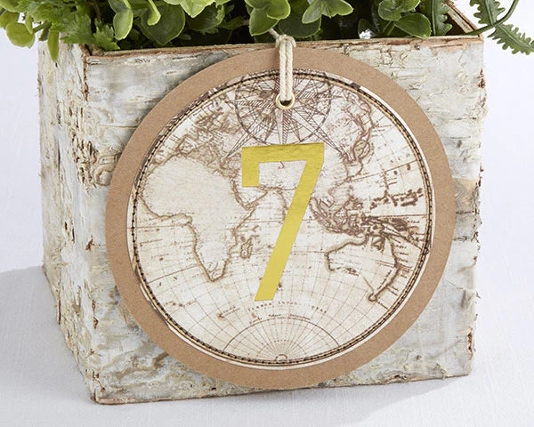 Vintage Inspired Map Design Cardstock Table Numbers