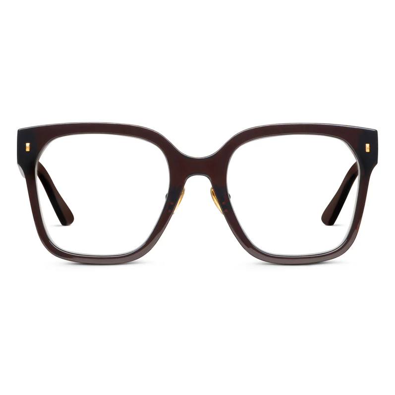 Brown eyeglasses on a white background