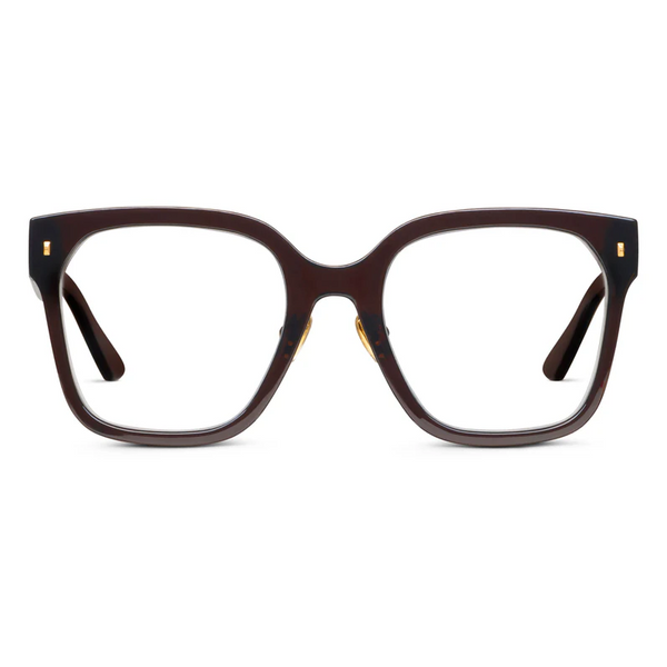 Brown eyeglasses on a white background
