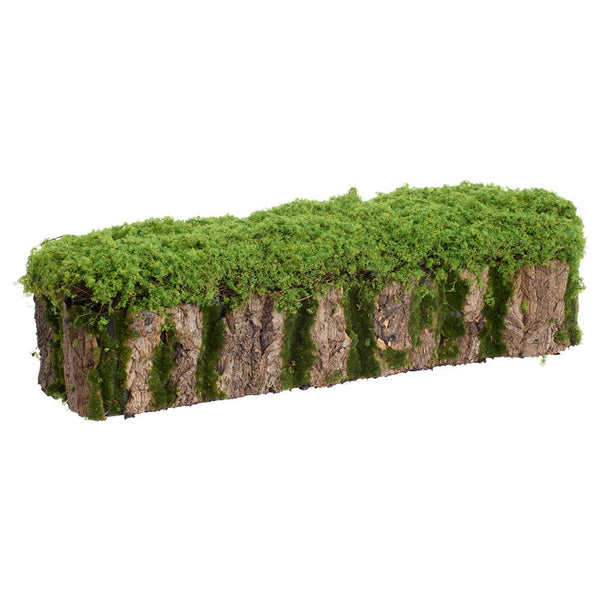 Rectangular fake stump with green moss on a white background