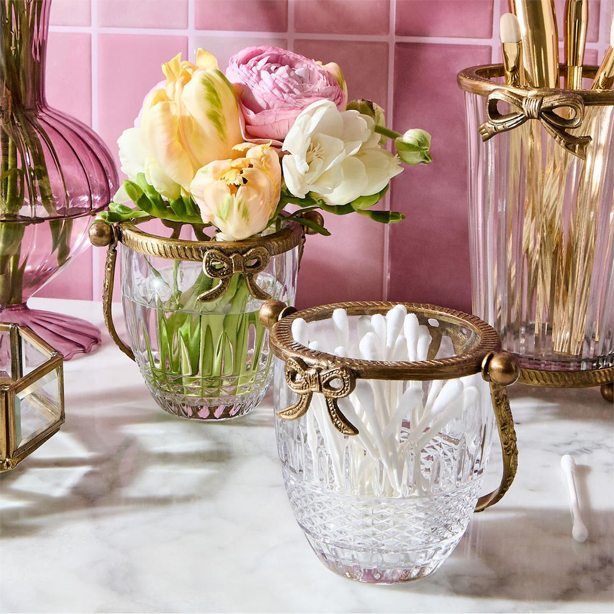 Glass Basket with Bow