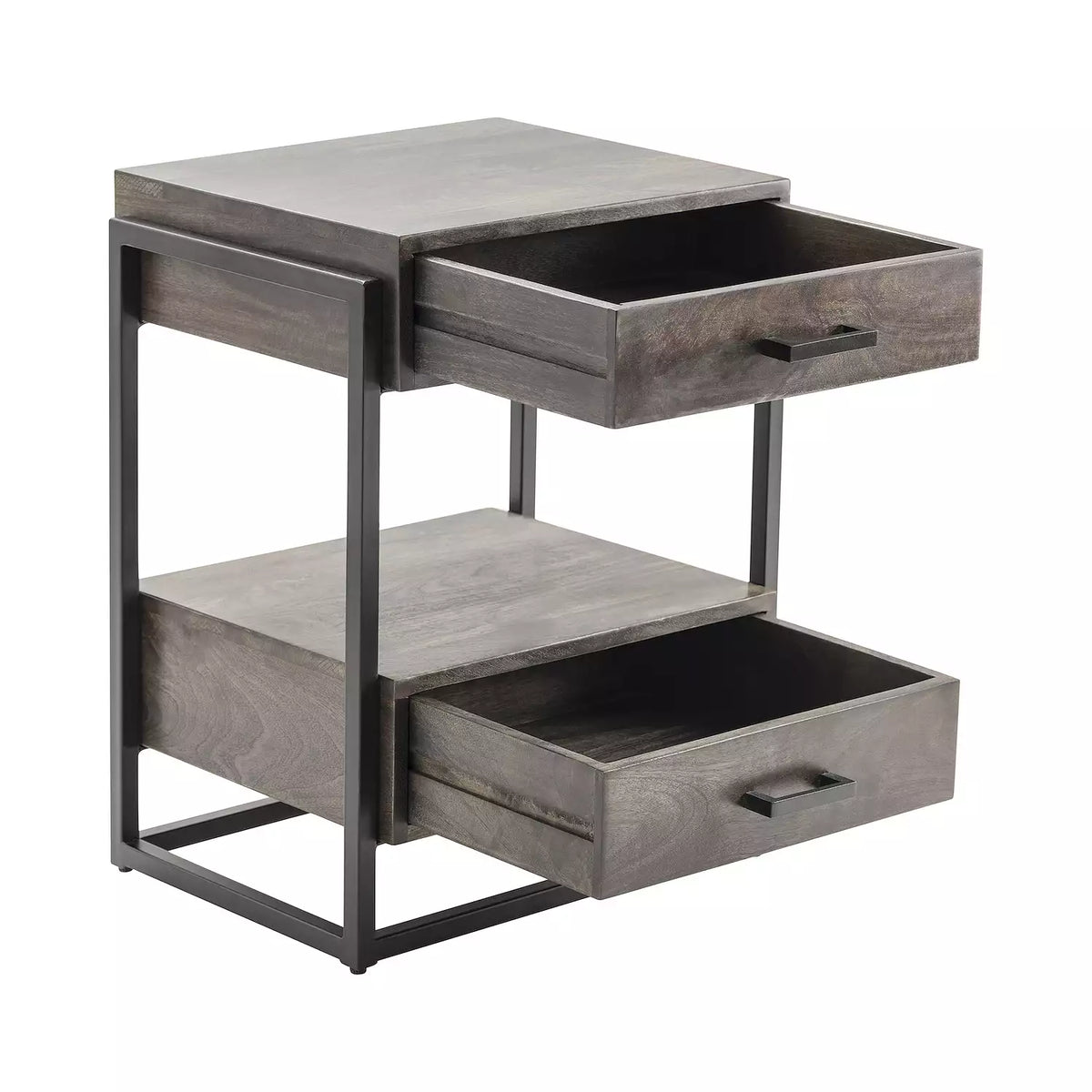 Rustic Wood 2-Tiered Side Table
