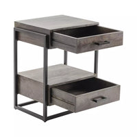 Rustic Wood 2-Tiered Side Table