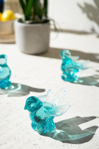 Blue Glass Bird Tabletop Decor