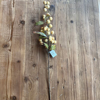 Cream Artificial Rosehip Spray Stem