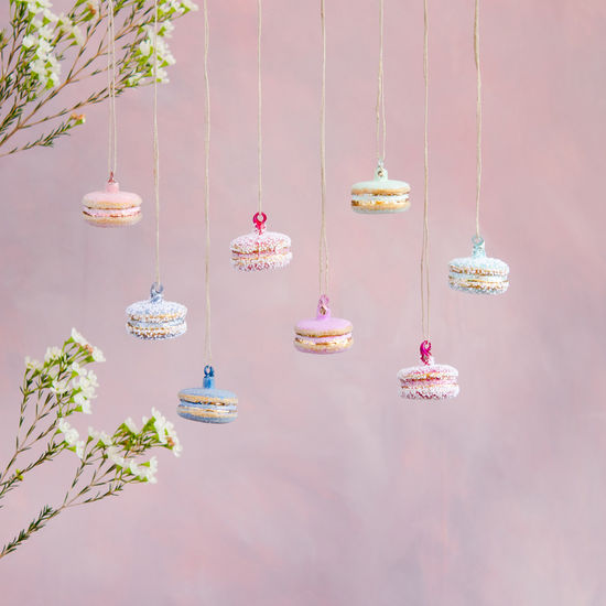 Glass Glittered Macaroon Ornament