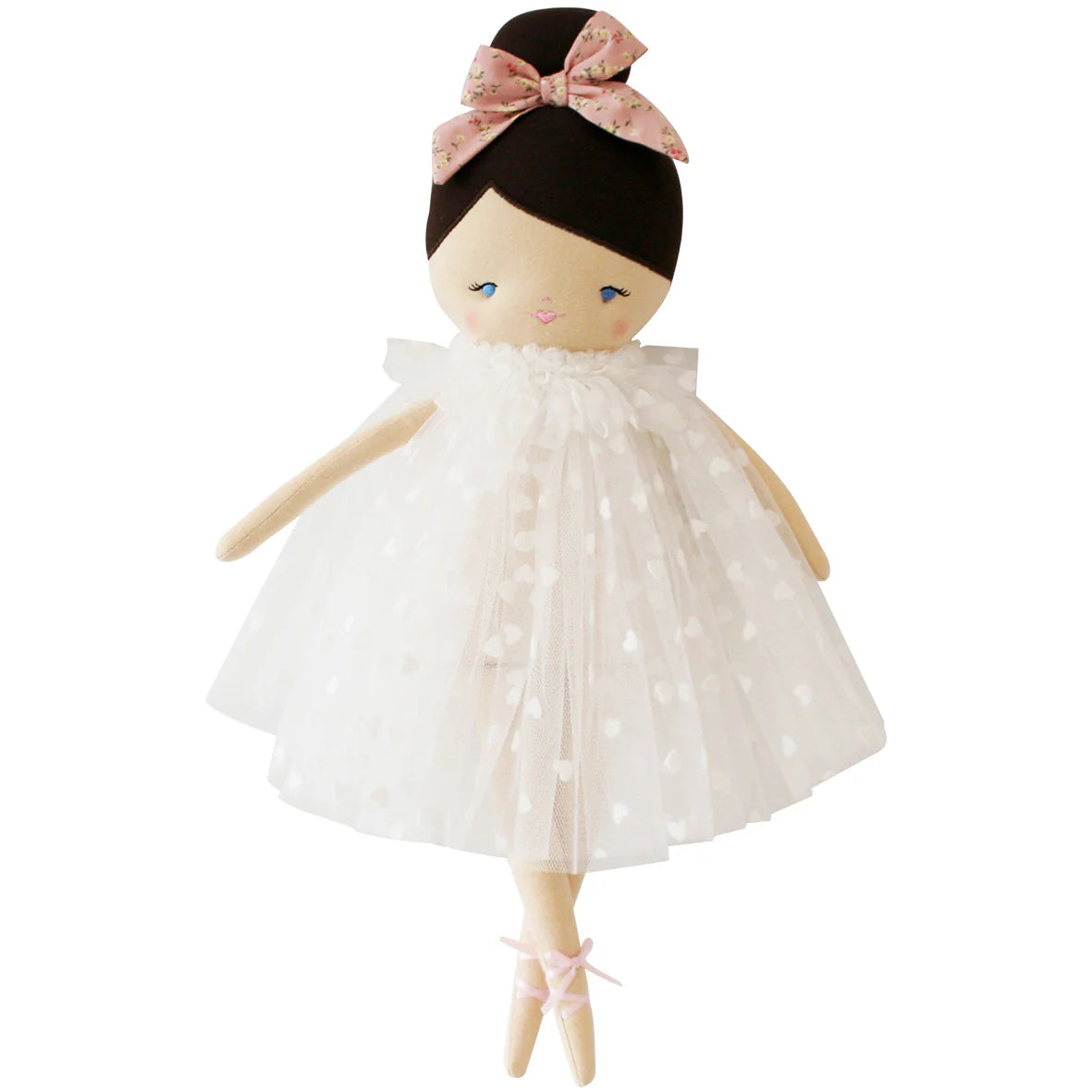 Mia White Flocked Heart Tulle | Alimrose