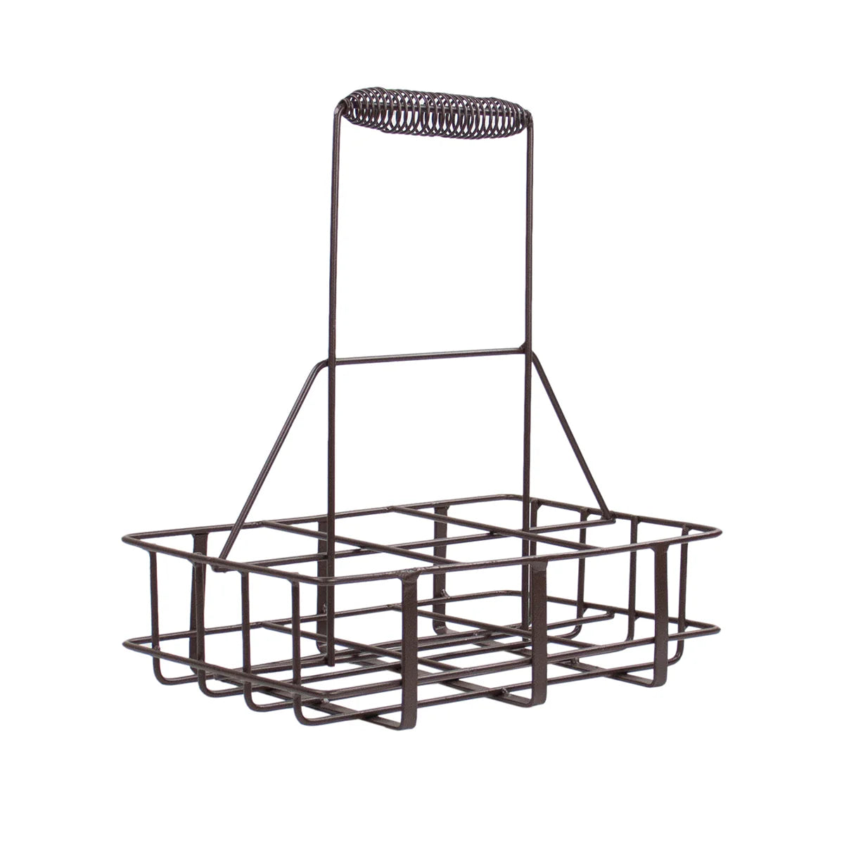Metal wire caddy on a white background