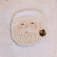 Ceramic Papa Noel Santa Face Christmas Cookie Plate