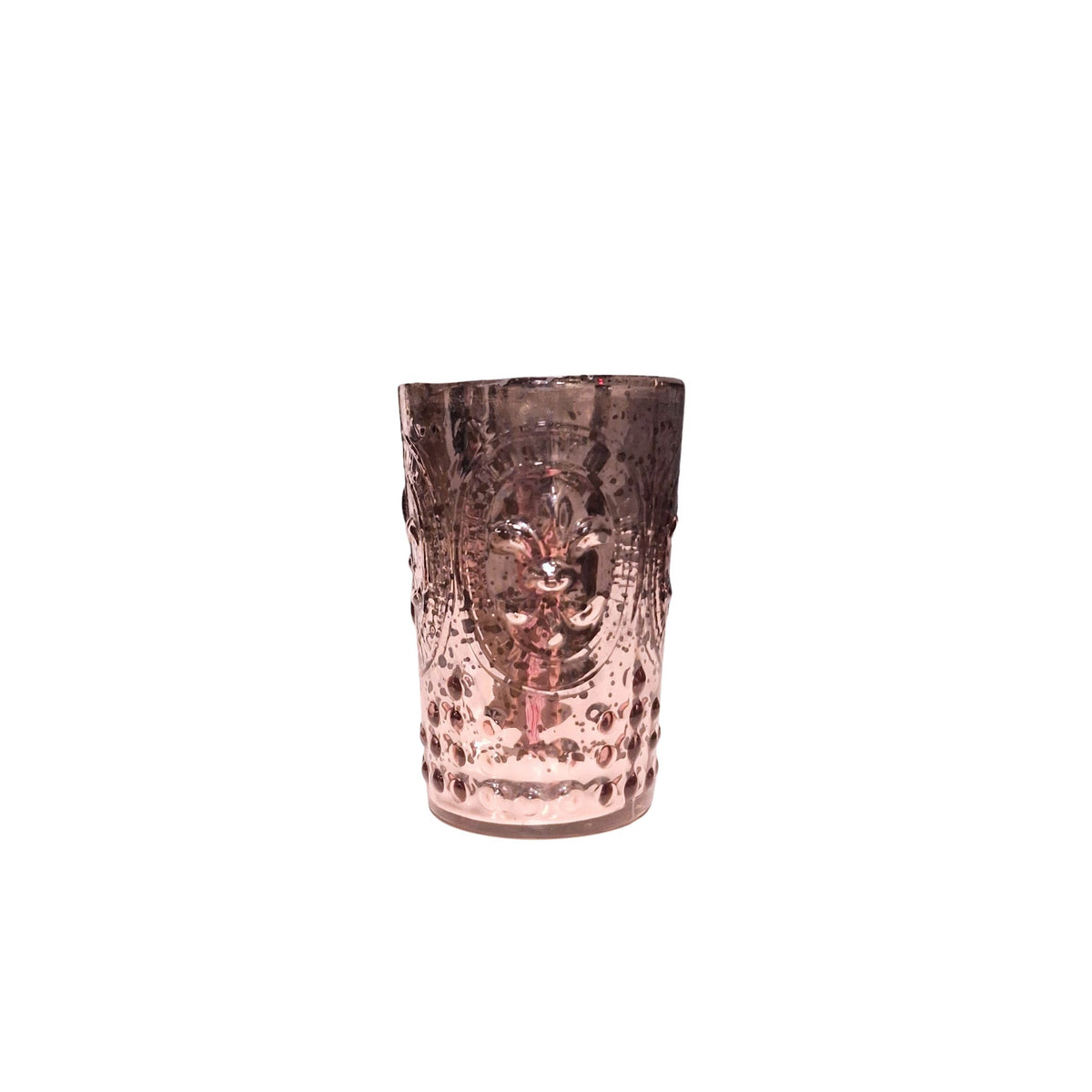 Pink Embossed Fleur De Lis Votive Holder