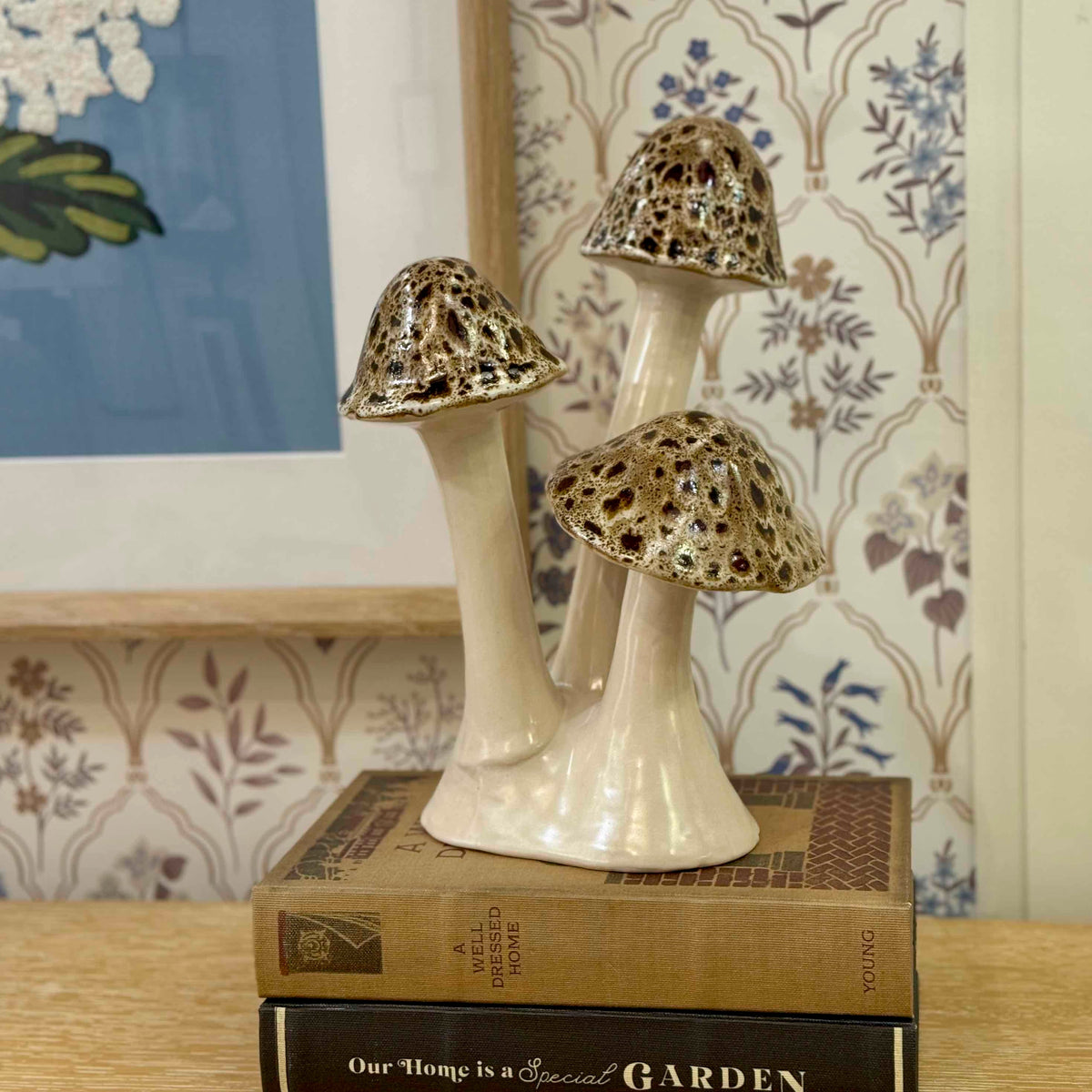 Ceramic Speckled Mushroom Figurine
