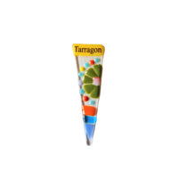 Colorful tarragon herb marker with a white background