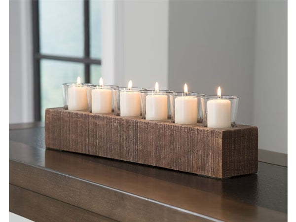 Natural Textured Wood Cassandra Candle Holder