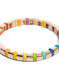 Daily Candy Pastel Rainbow Tile Beaded Bracelet