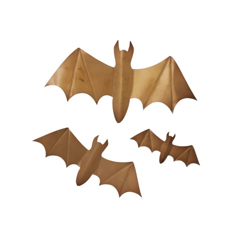 Gold Metal Winged Bat Wall Decor