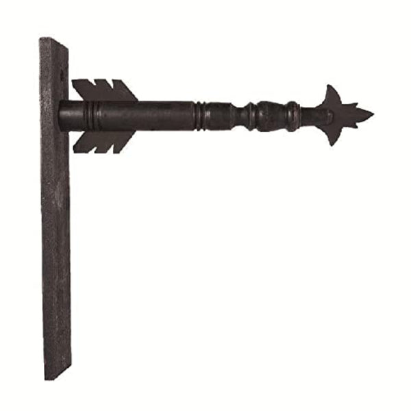 Decorative metal bracket with star-like design on a white background