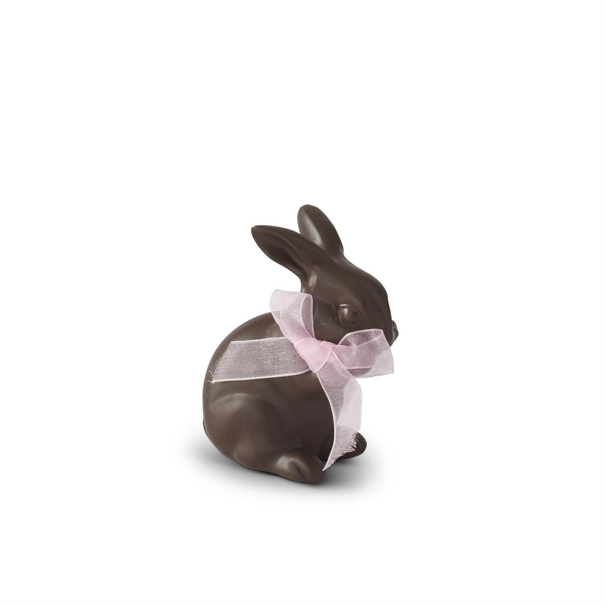 Polyresin Chocolate Easter Bunnies with Pink Bow