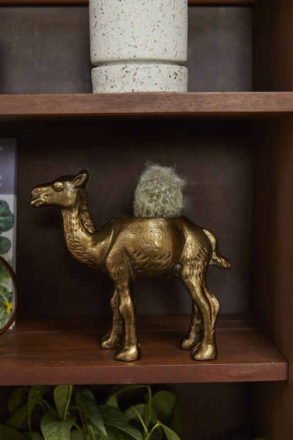 Antiqued Gold Recycled Cast Aluminum Camel Planter