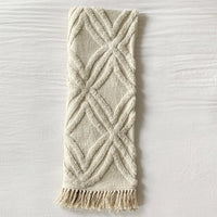 Patina Vie Chunky Diamond Tufted Throw Blanket with Knotted Fringe - Alabaster