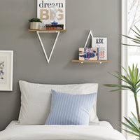 Contemporary Decorative Triangle Accent Metal Frame Wall Shelf - White | Danya B.