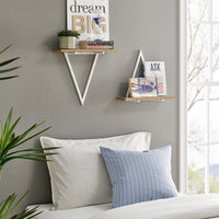 Contemporary Decorative Triangle Accent Metal Frame Wall Shelf - White | Danya B.