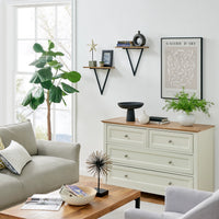 Contemporary Decorative Triangle Accent Metal Frame Wall Shelf - Black | Danya B.