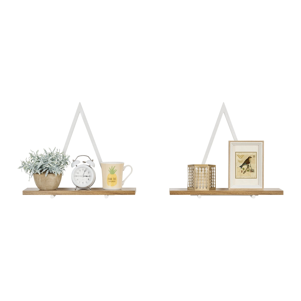 Contemporary Decorative Triangle Accent Metal Frame Wall Shelf - White | Danya B.