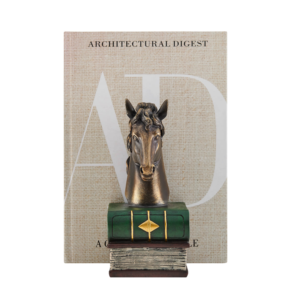 Horses on Books Polyresin Antique Patina Finish Bookend Set | Danya B.