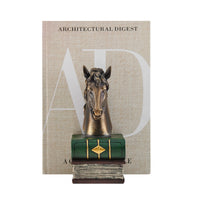 Horses on Books Polyresin Antique Patina Finish Bookend Set | Danya B.