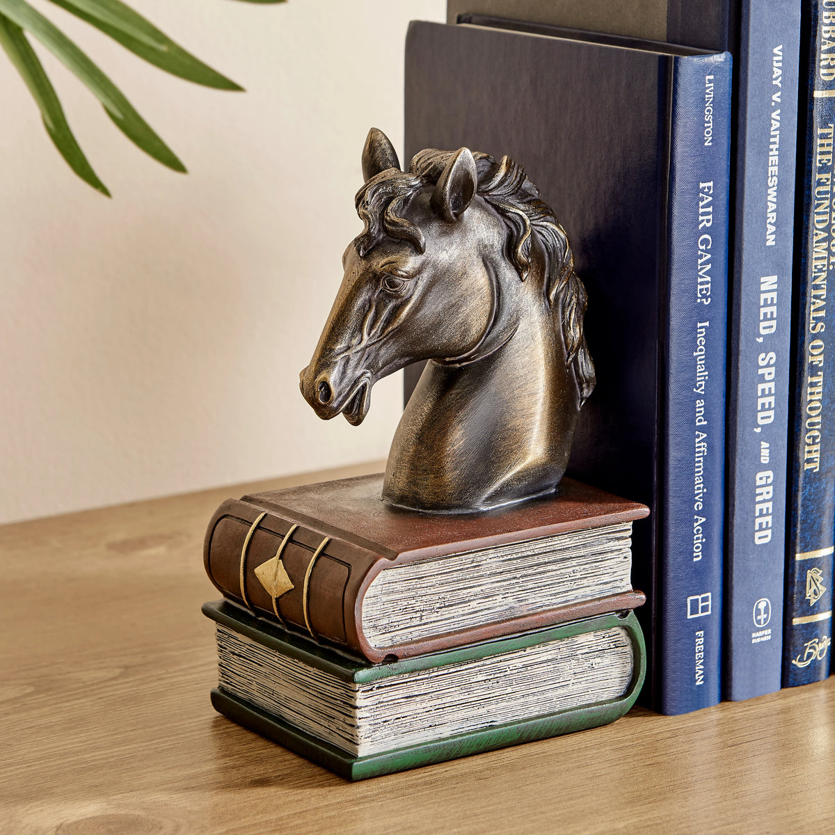 Horses on Books Polyresin Antique Patina Finish Bookend Set | Danya B.