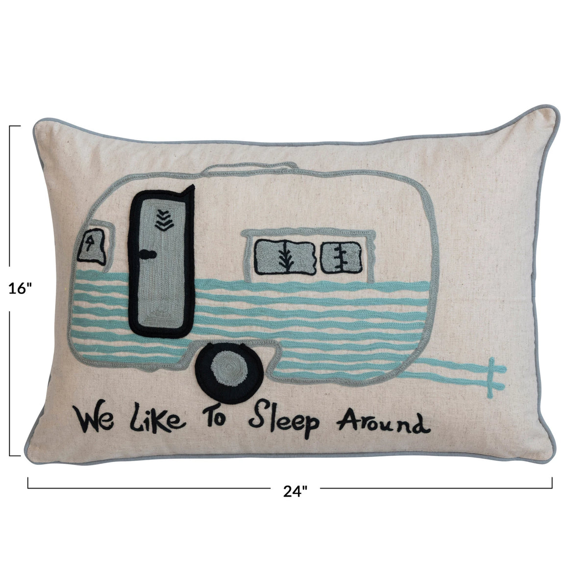 Embroidered Camper Pillow - We Like To Sleep Around
