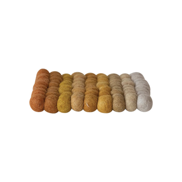 Handmade Square Handmade Wool Felt Ball Trivet - Orange