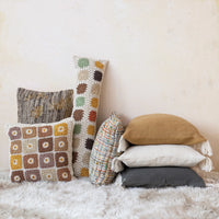 Crocheted Block Granny Square Pillow - 18"
