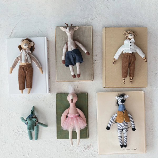 Plush Safari Animals in Clothes - 7 1/2"