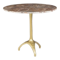 Brown Marble Cafe Table w/ Gold Base