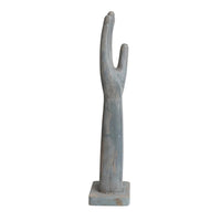 Decorative wooden arm sculpture on a white background