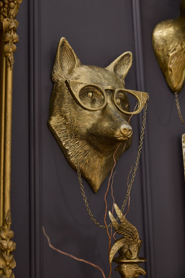 E+E Elouise the Fox Antiqued Gold Wall Hanging