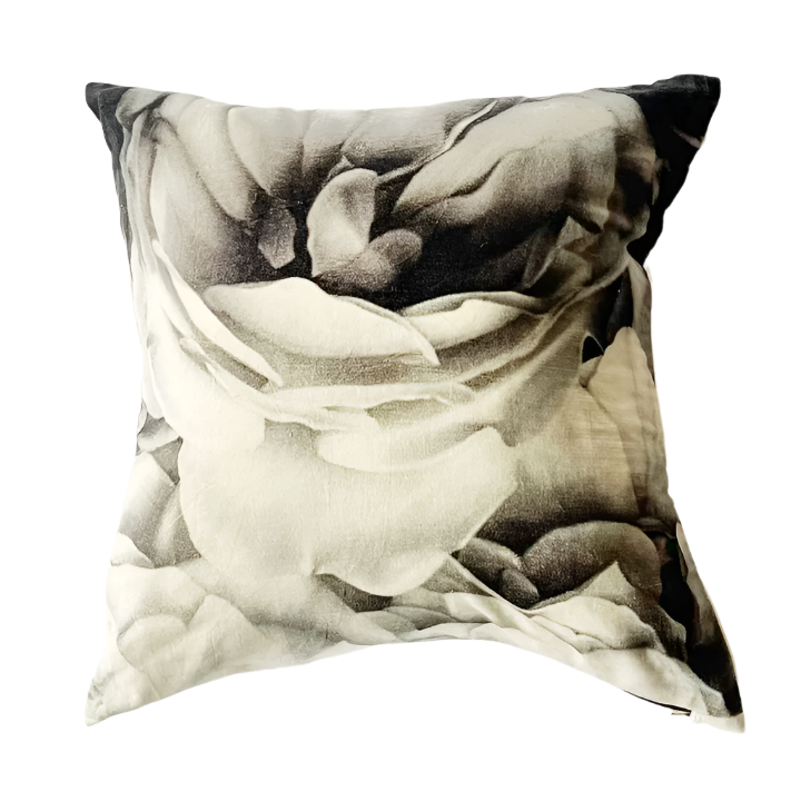 Patina Vie Velvet Grey Floral Square Pillow Cover