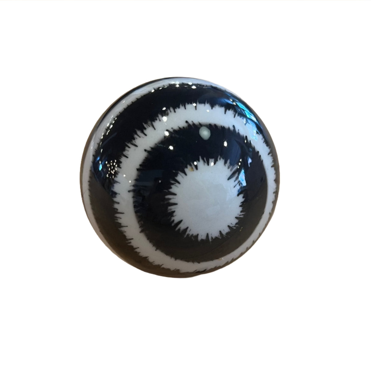 Hand-Painted Black and White Stoneware Orbs