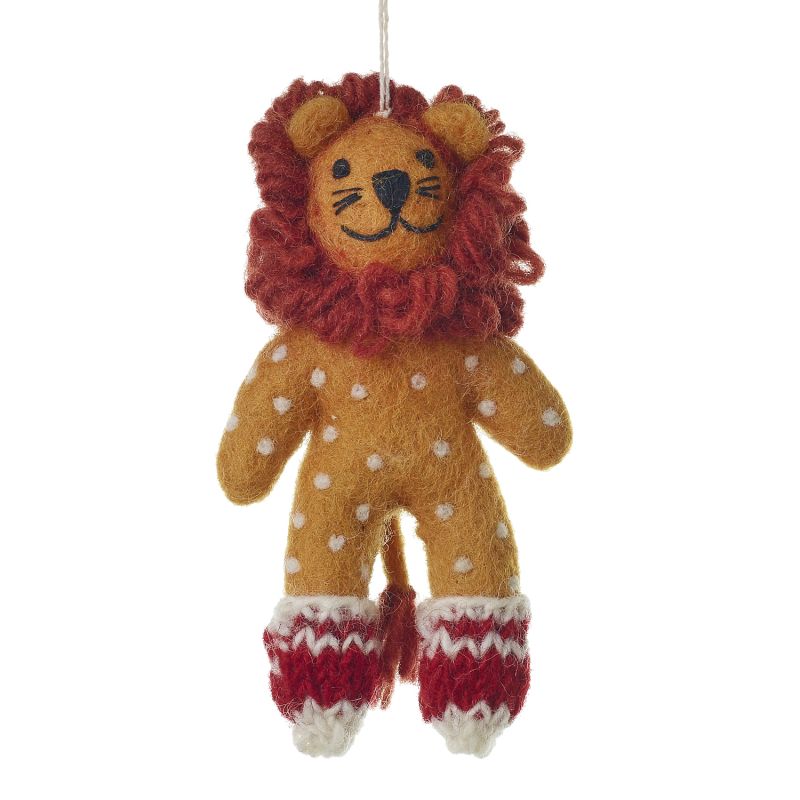 Hand Felted Endangered Friends Lion Ornament