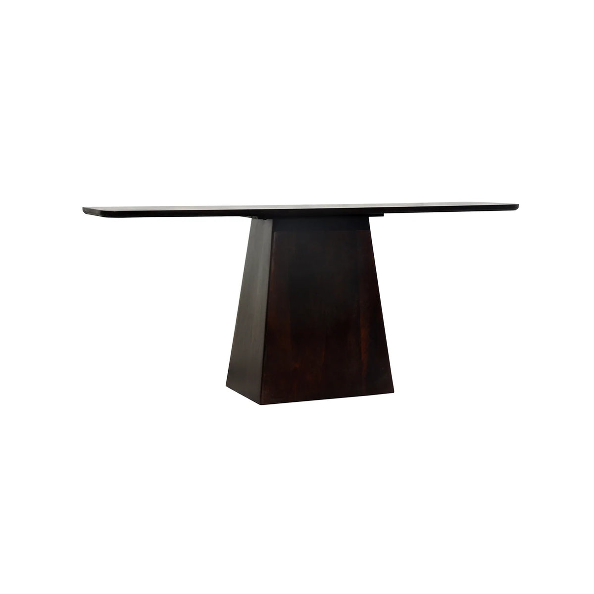 Modern dark wood dining table on a white background