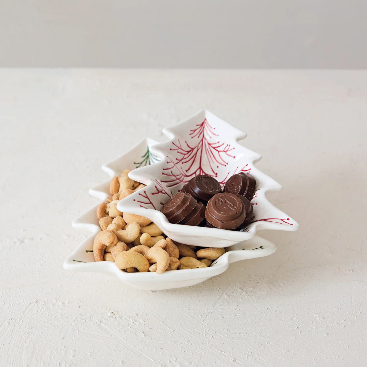 Hand-Painted Ceramic Tree Shaped Dishes, 2 Styles