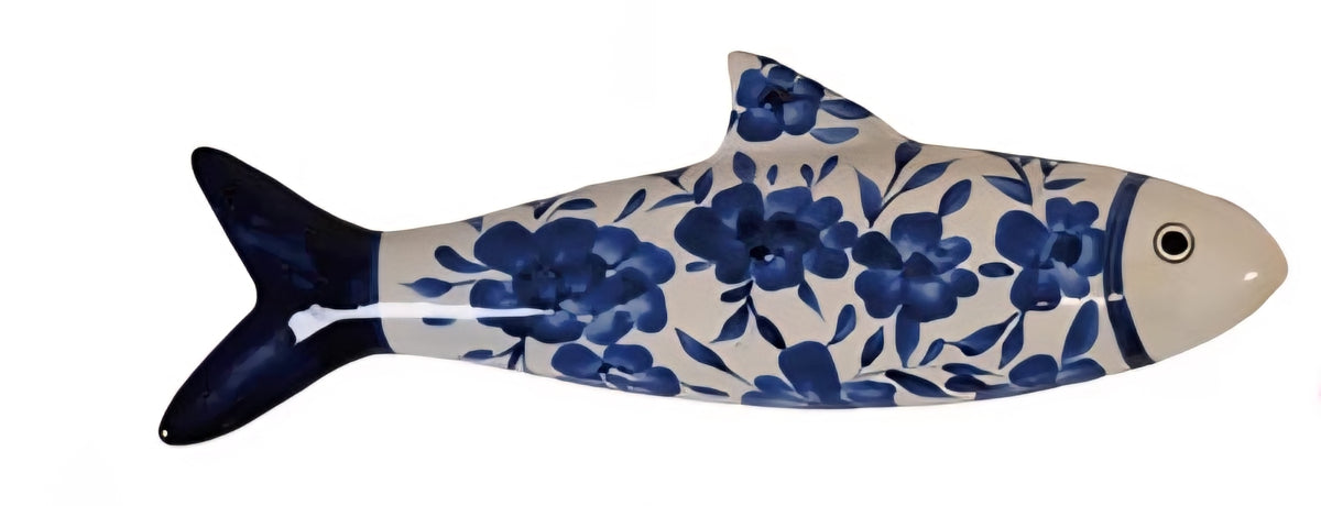 Hand-Painted Stoneware 12" Fish Wall Décor (4 Styles)