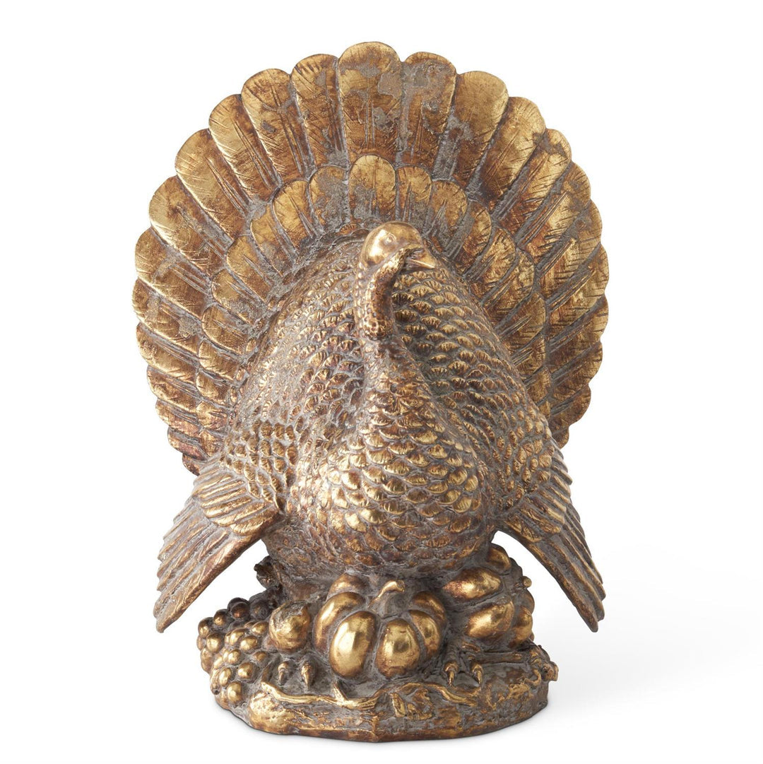 Antique Gold Resin Turkey 11.5"